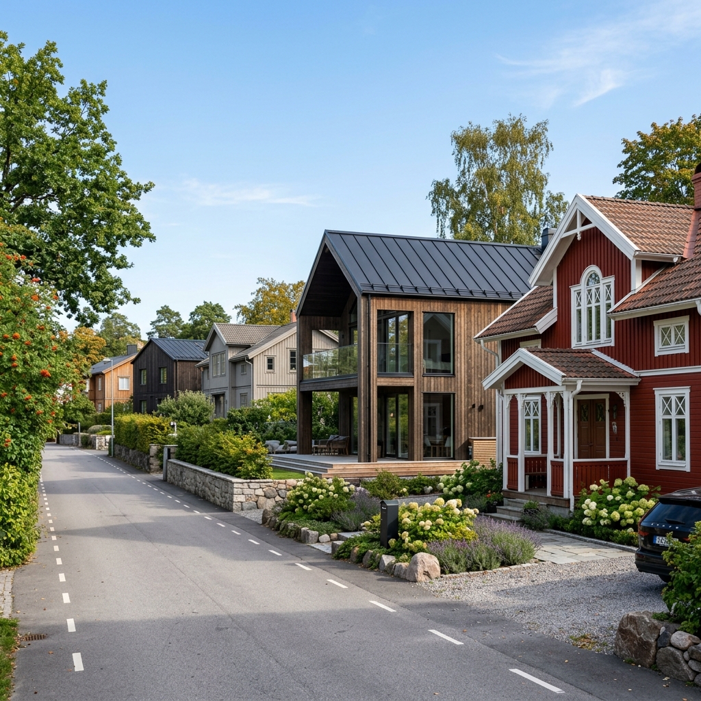 Vackra svenska trähus i harmonisk miljö som representerar vår hantverkskvalitet